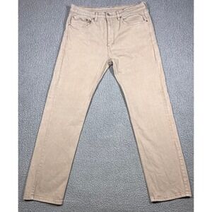 Levi Strauss 505 Khaki Tan Straight Leg Jeans Mens W34 L32 Cotton Blend